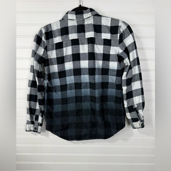 Kind is Cool ombré Buffalo plaid button down. Boys size L 10/12. - Picture 2 of 4